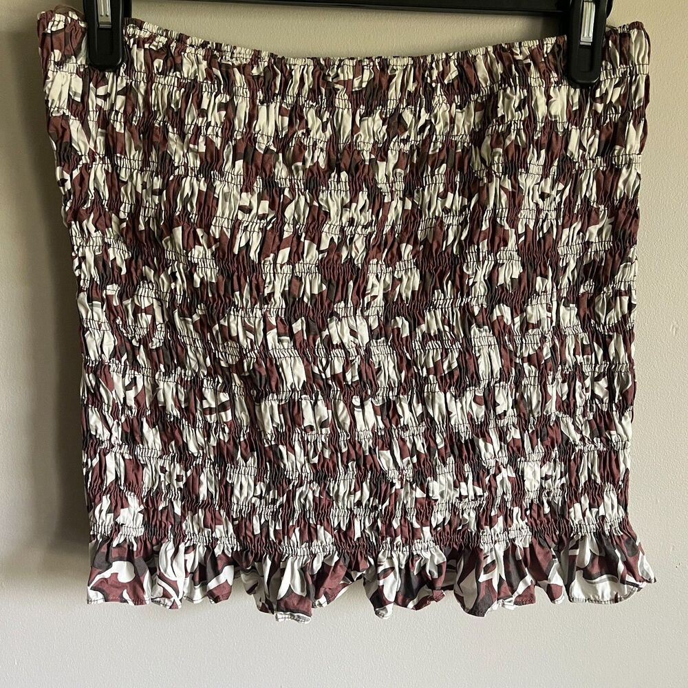 Faithfull the Brand Archival Smocked Bandeau Top US 12 Floral Ruffle Crop Cotton